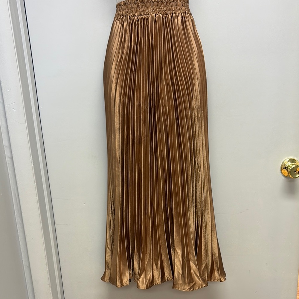 AKIRA Bronze Pleated Maxi Skirt